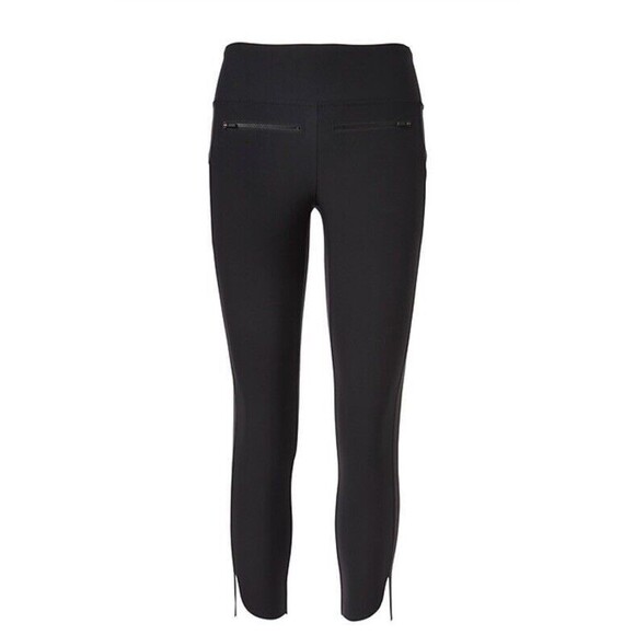 Athleta Stellar Crop Pant Black Leggings Zipper‎ Pockets Luna Fabric Sz S - Picture 1 of 8